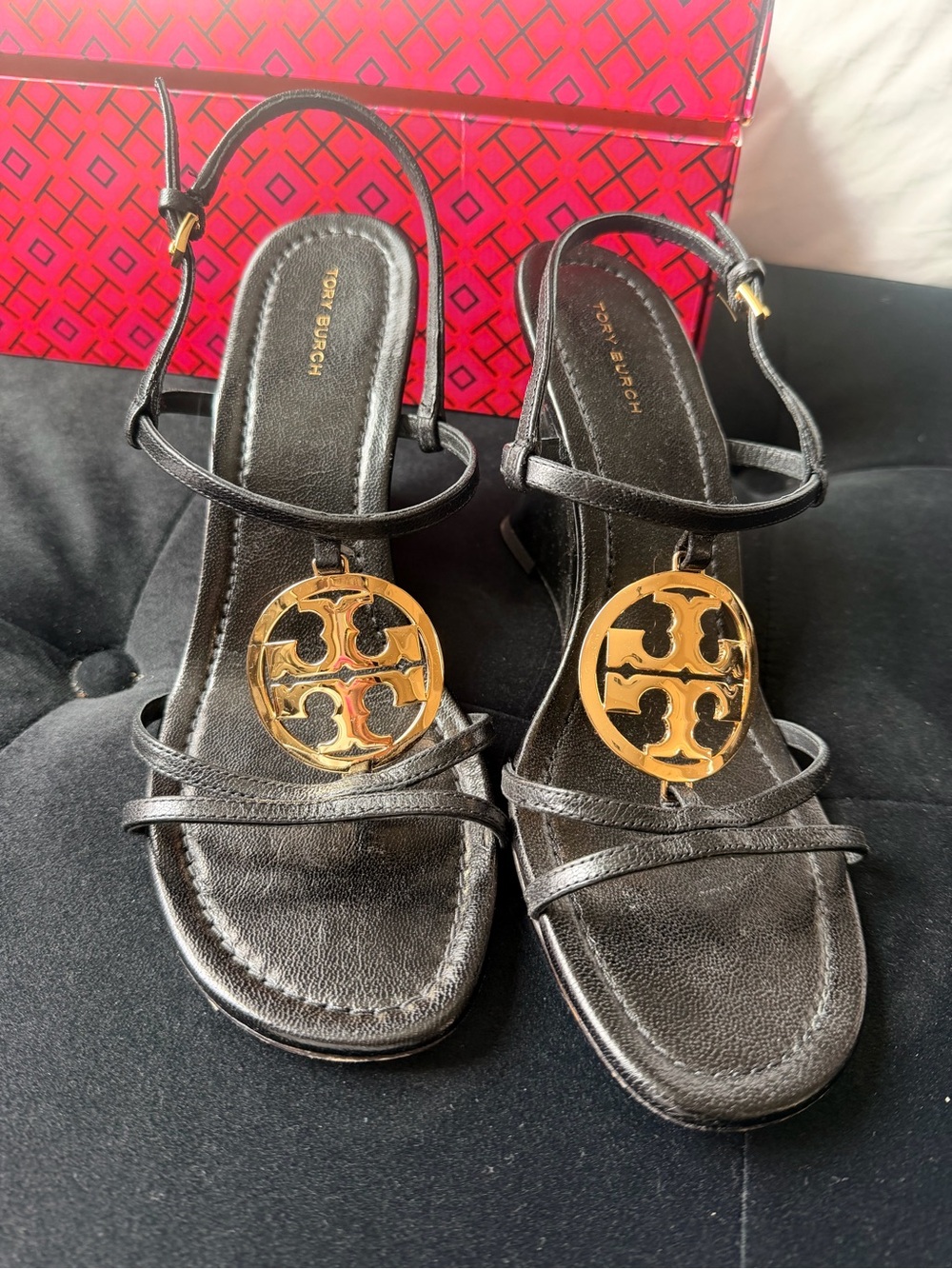 Tory Burch Capri Miller Wedge Sandal - Black